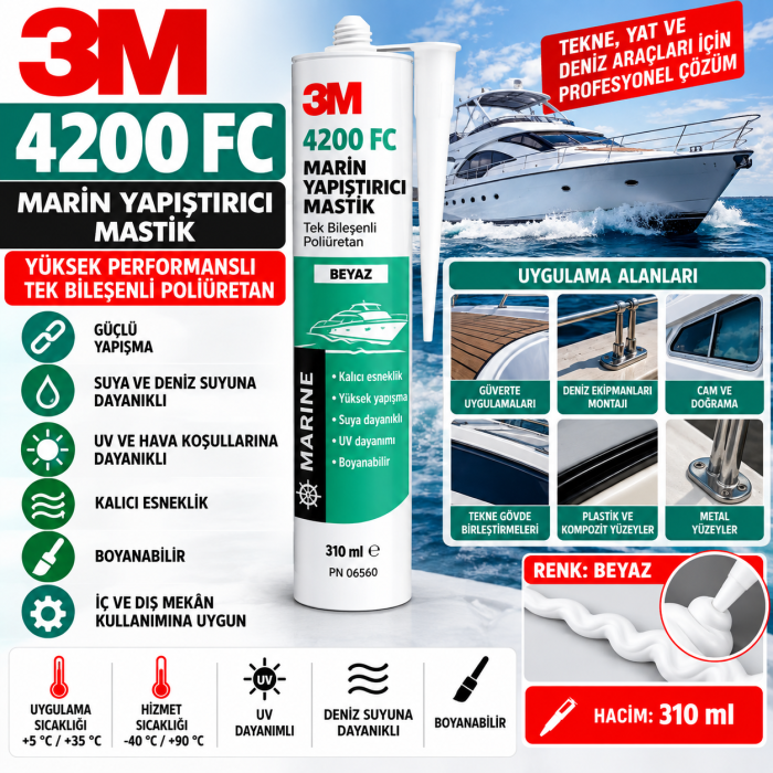 3M 4200FC Marin Yapıştırıcı Mastik Beyaz - 310 ml