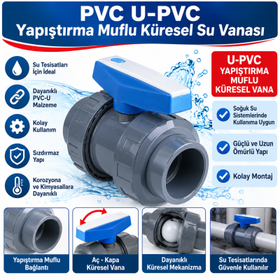 PVC U-Pvc Yapıştırma Muflu Küresel Su Vanası