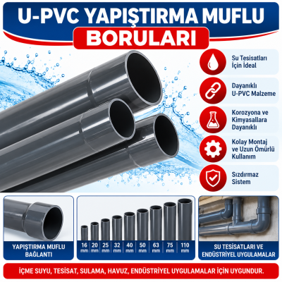 U-PVC Yapıştırma Muflu Boruları
