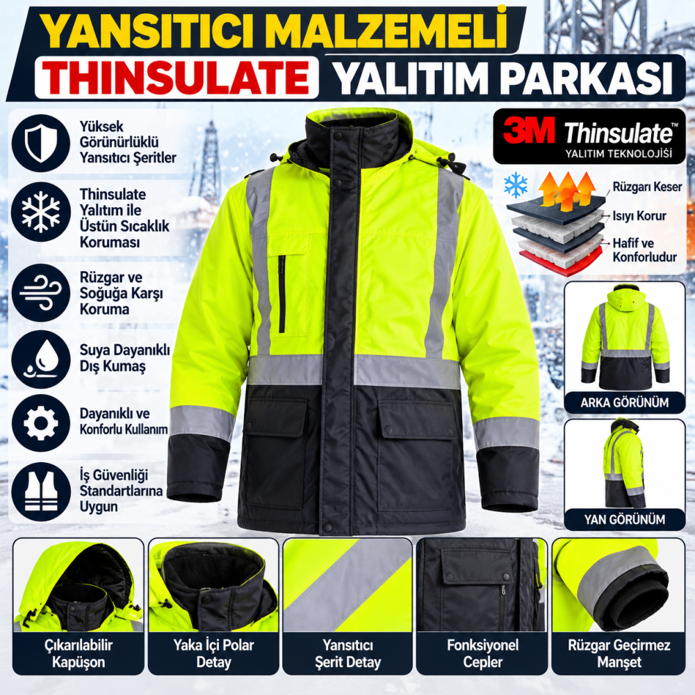 Yansıtıcı Malzemeli Thinsulate Yalıtım Parkası