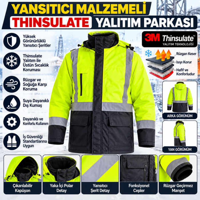 Yansıtıcı Malzemeli Thinsulate Yalıtım Parkası