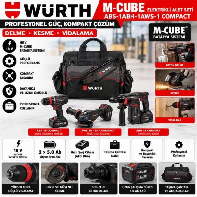 WÜRTH M-CUBE elektrikli alet seti ABS-1ABH-1AWS-1 COMPACT
