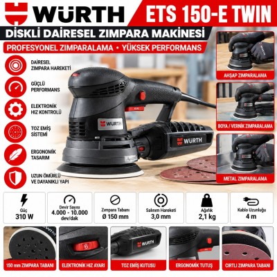 Würth Diskli dairesel zımpara makinesi ETS 150-E twin