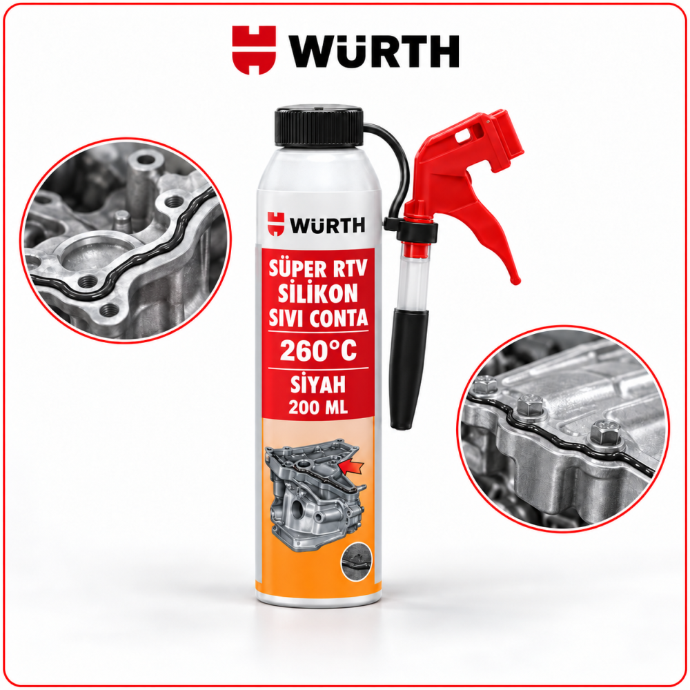 Würth SÜPER RTV SİLİKON SIVI CONTA 260C SİYAH 200ML