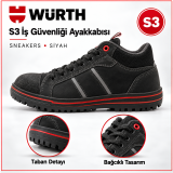 Würth S3 İŞ GÜVENLİĞİ AYAKKABISI SNEAKERS SİYAH