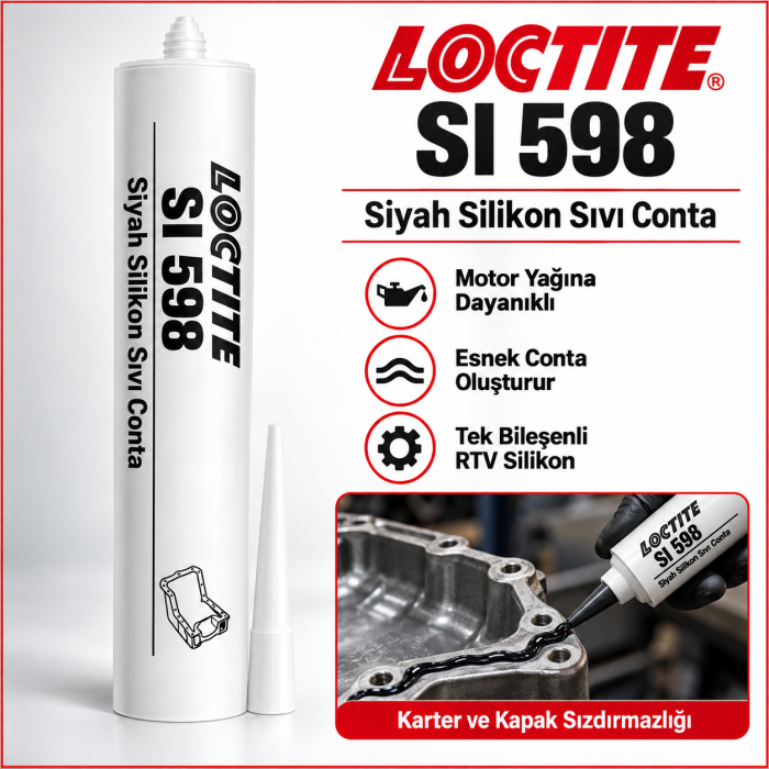 LOCTİTE SI 598 SİYAH SİLİKON SIVI CONTA 190 ML
