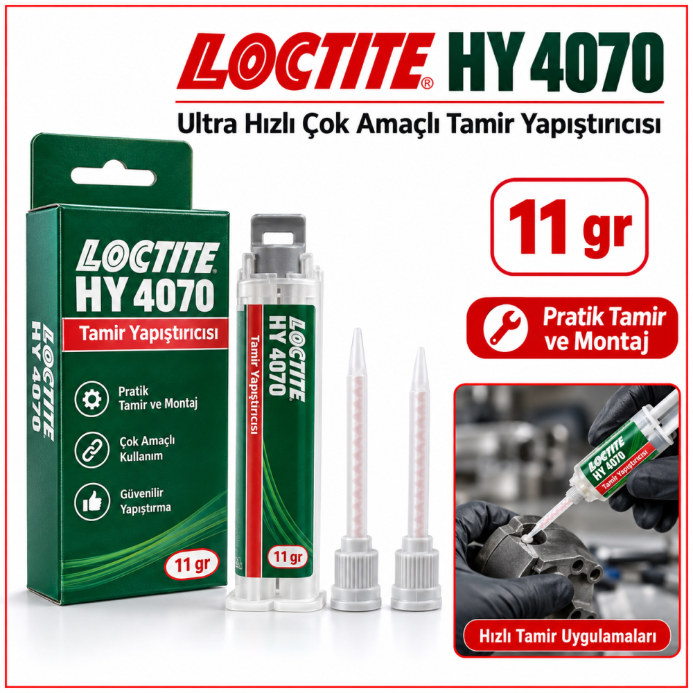 LOCTITE HY 4070 Ultra Hızlı Çok Amaçlı Tamir Yapıştırıcısı 11 gr