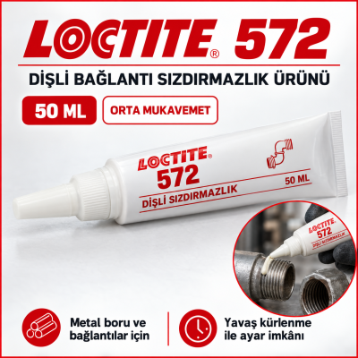 LOCTITE 572 BAĞLANTI ELAMANLARI VE DİŞLİ SIZDIRMAZLIK 50 ML