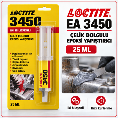 LOCTITE EA 3450 Çelik Dolgulu İki Bileşenli Hızlı Kuruyan Yapıştırıcı 25 Ml