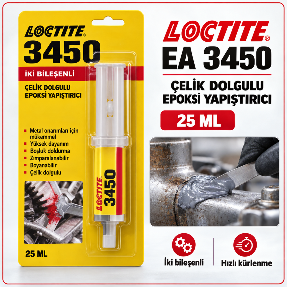 LOCTITE EA 3450 Çelik Dolgulu İki Bileşenli Hızlı Kuruyan Yapıştırıcı 25 Ml