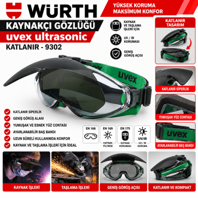 Würth Kaynakçı gözlüğü uvex ultrasonic katlanır 9302
