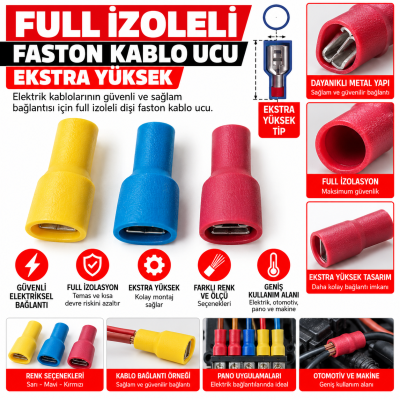 Full İzoleli Faston Kablo Ucu EKSTRA YÜKSEK
