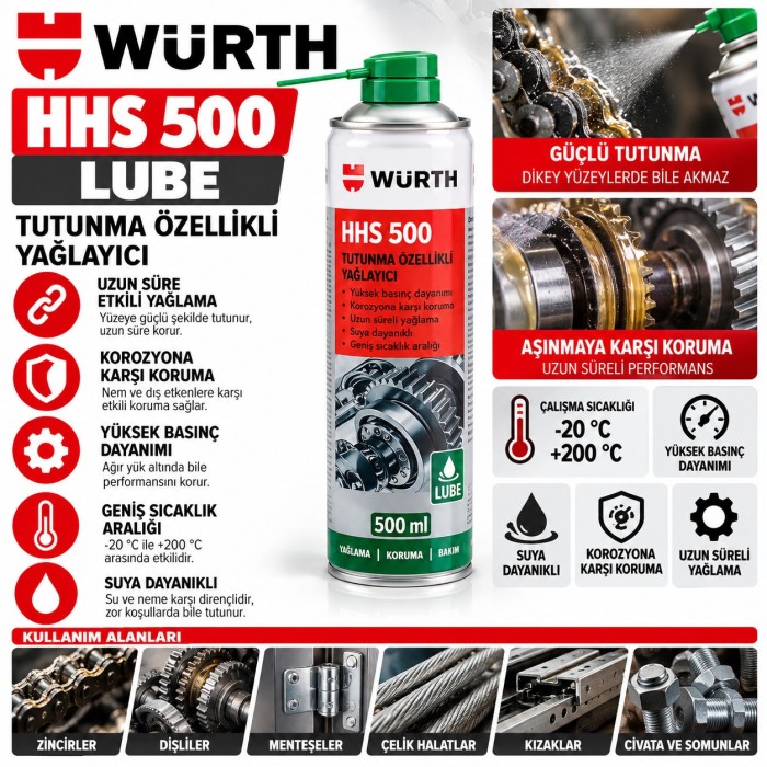 Würth Tutunma özellikli yağlayıcı HHS 500 Lube