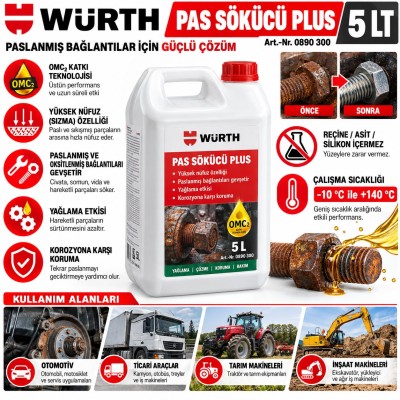 WÜRTH WD-40 PAS SÖKÜCÜ 5 LT GALON