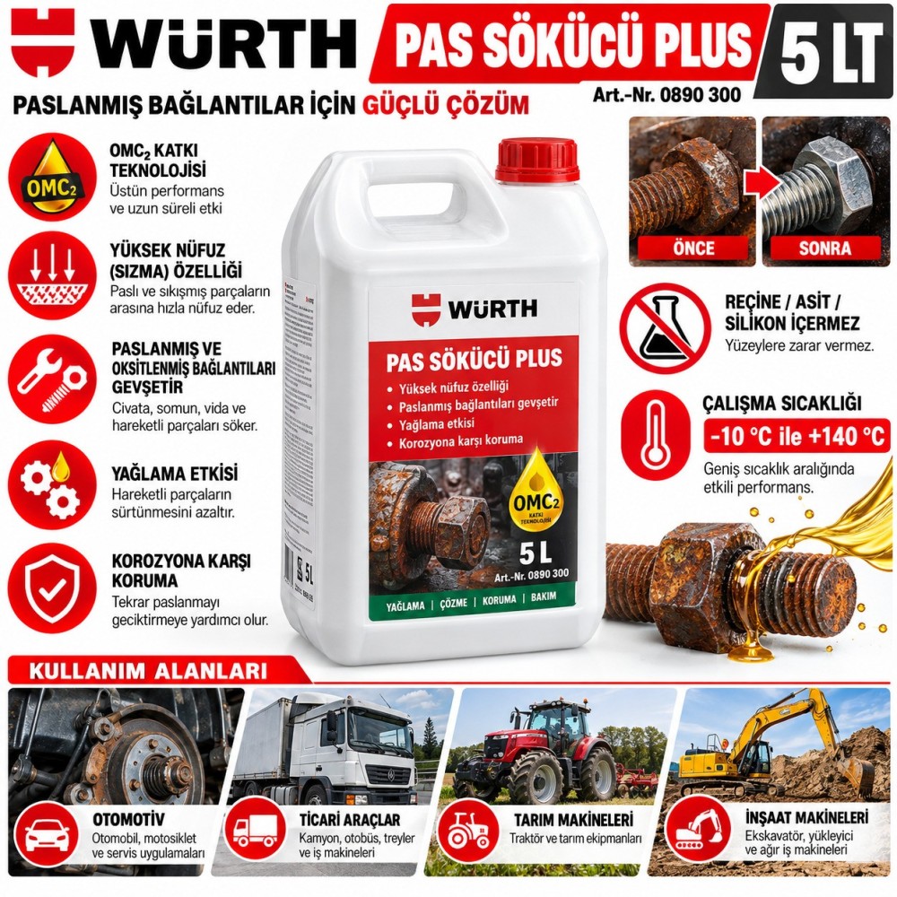 WÜRTH WD-40 PAS SÖKÜCÜ 5 LT GALON