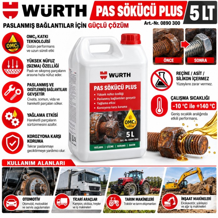 WÜRTH WD-40 PAS SÖKÜCÜ 5 LT GALON
