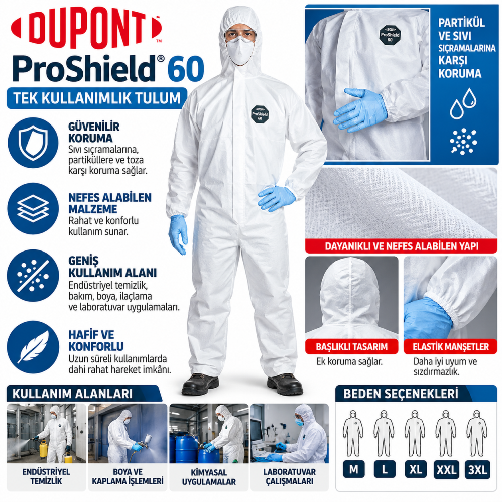 DuPont ProShield 60 Tek Kullanımlık Tulum