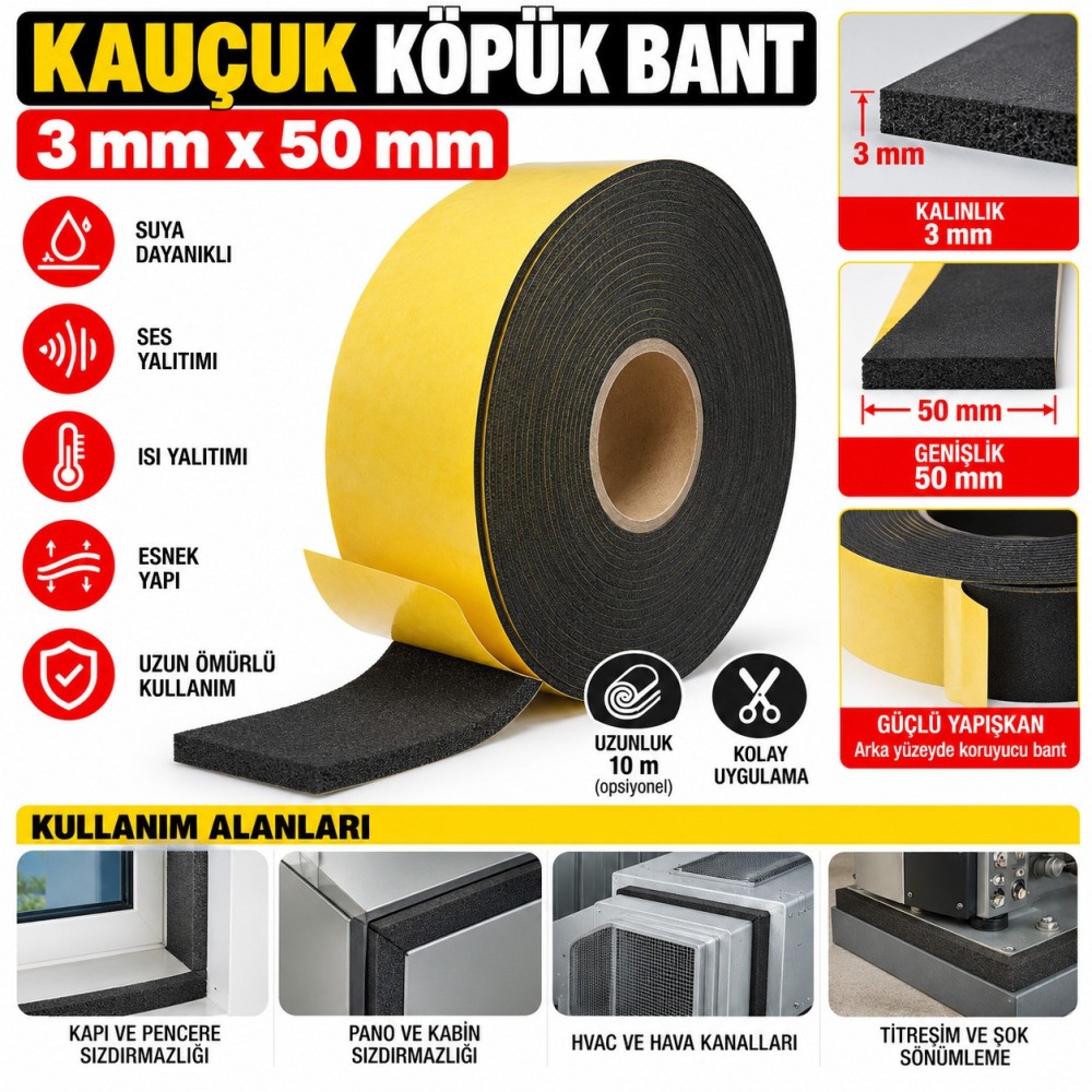 KAUÇUK KÖPÜK BANT 3MM50 MM