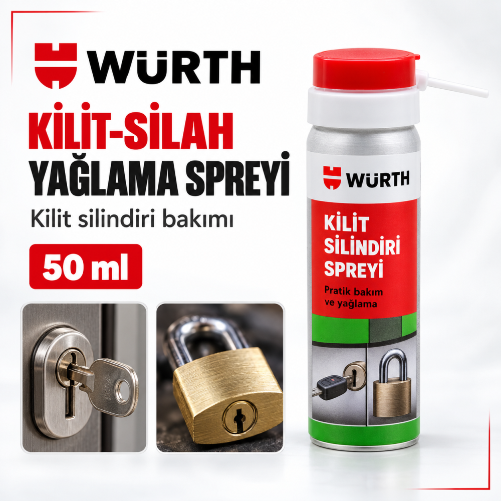 WÜRTH KİLİT-SİLAH YAĞLAMA SPREYİ KİLİT SİLİNDİRİ 50ML
