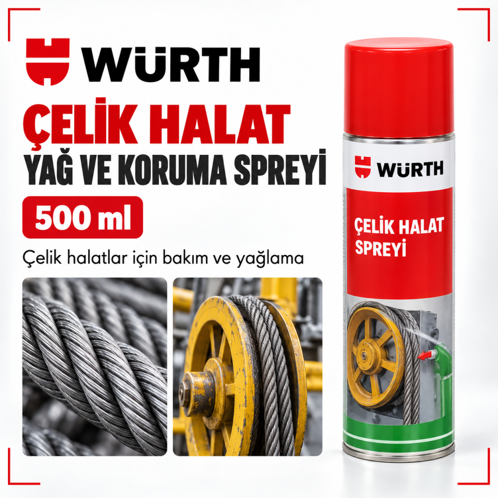 Würth   ÇELİK HALAT YAĞ VE KORUMA SPREYİ 500ML