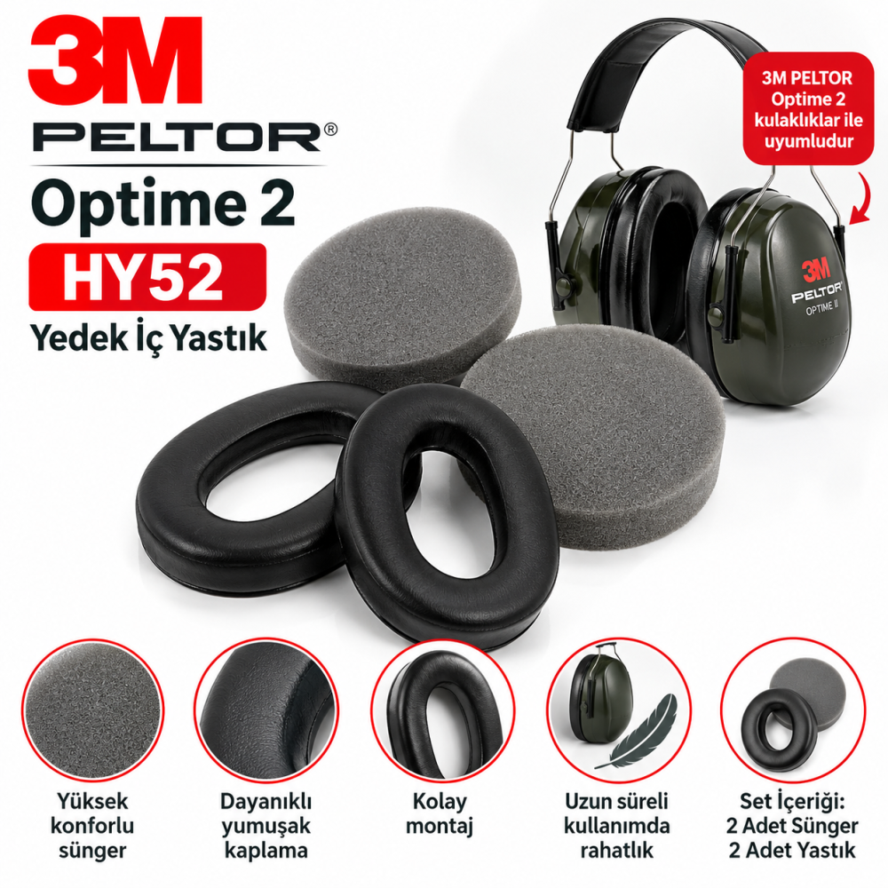 3M PELTOR Optime 2 HY52 İçin Yedek İç Yastık