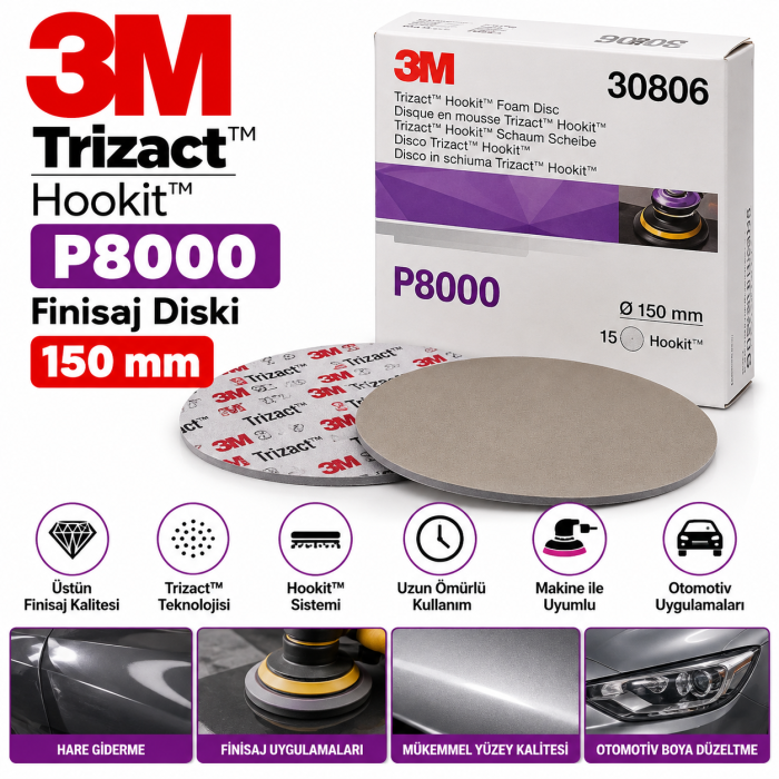 3M 30806 Trizact Hookit P8000 Finisaj Diski 150MM