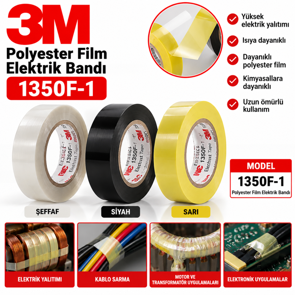 3M Polyester Film Elektrik Bandı 1350F-1
