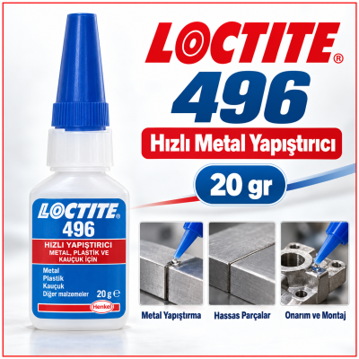 Loctite 496 Hızlı Metal Yapıştırıcı 20 Gr
