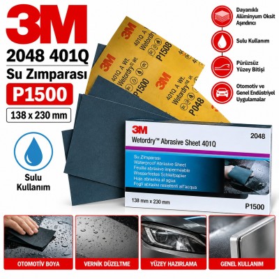 3m 2048 401Q Su Zımparası P1500 138X230MM