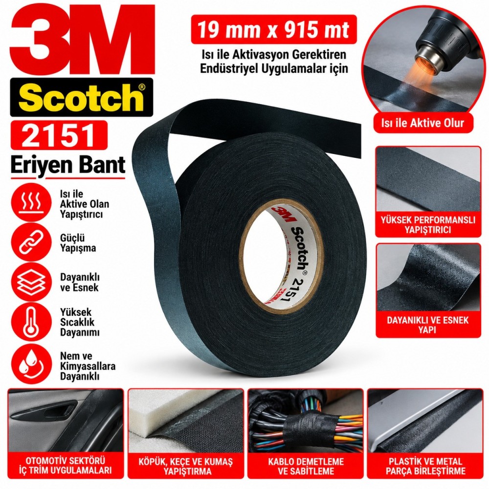 3m Scotch 2151 19mmx915mt Eriyen Bant