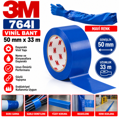 3M 764I Vinil Bant Mavi 50Mmx33M