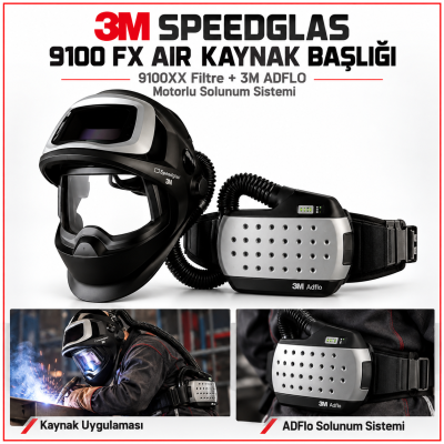 3M SPEEDGLAS KAYNAK BAŞLIĞI 9100 FX AİR 9100XX FİLTRE VE 3M ADFLO MOTORLU SOLUNUM SİSTEMİ