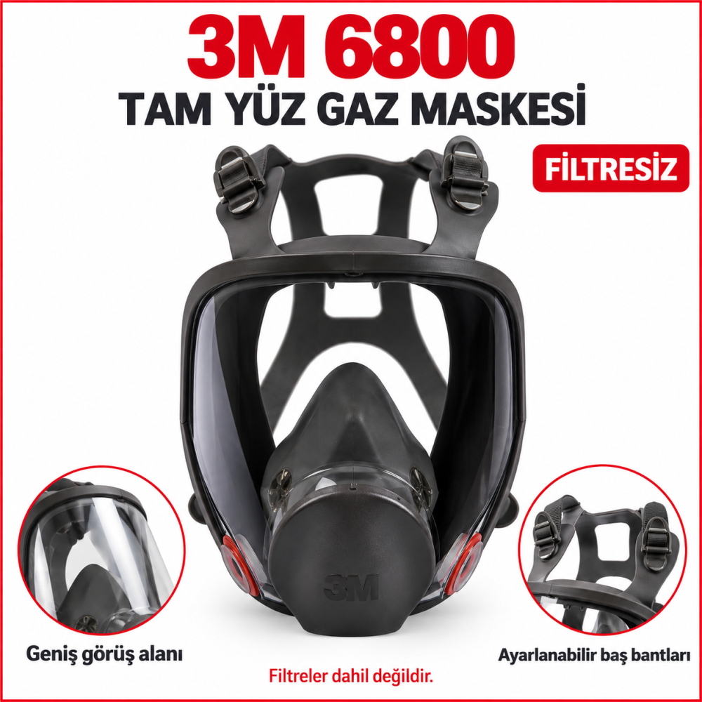 3M 6800 Tam Yüz Gaz Maskesi Filtresiz