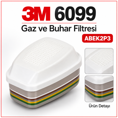 3M 6099 ABEK2P3 Organik Anorganik Asit Gaz ve Buhar Filtresi