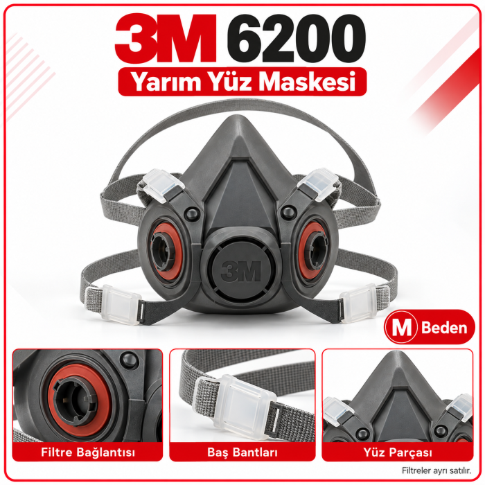 3M 6200 Yarım Yüz Maskesi