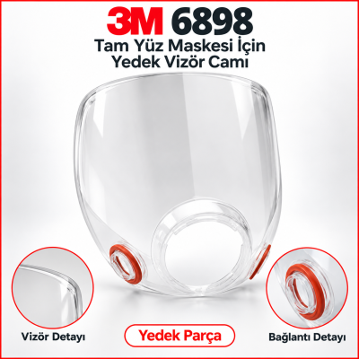 3M 6898 Tam Yüz Maskesi İçin Yedek Vizör Camı