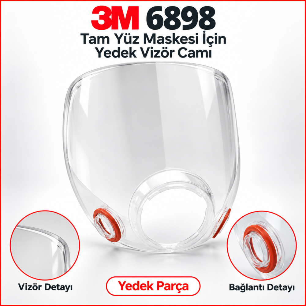 3M 6898 Tam Yüz Maskesi İçin Yedek Vizör Camı