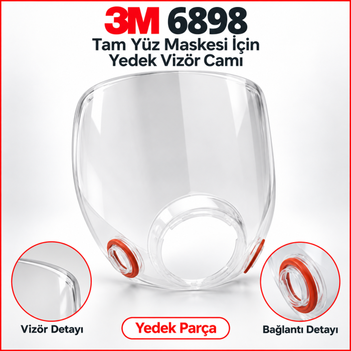 3M 6898 Tam Yüz Maskesi İçin Yedek Vizör Camı