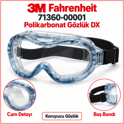 3M 71360-00001 Fahrenheit Polikarbonat Gözlük DX