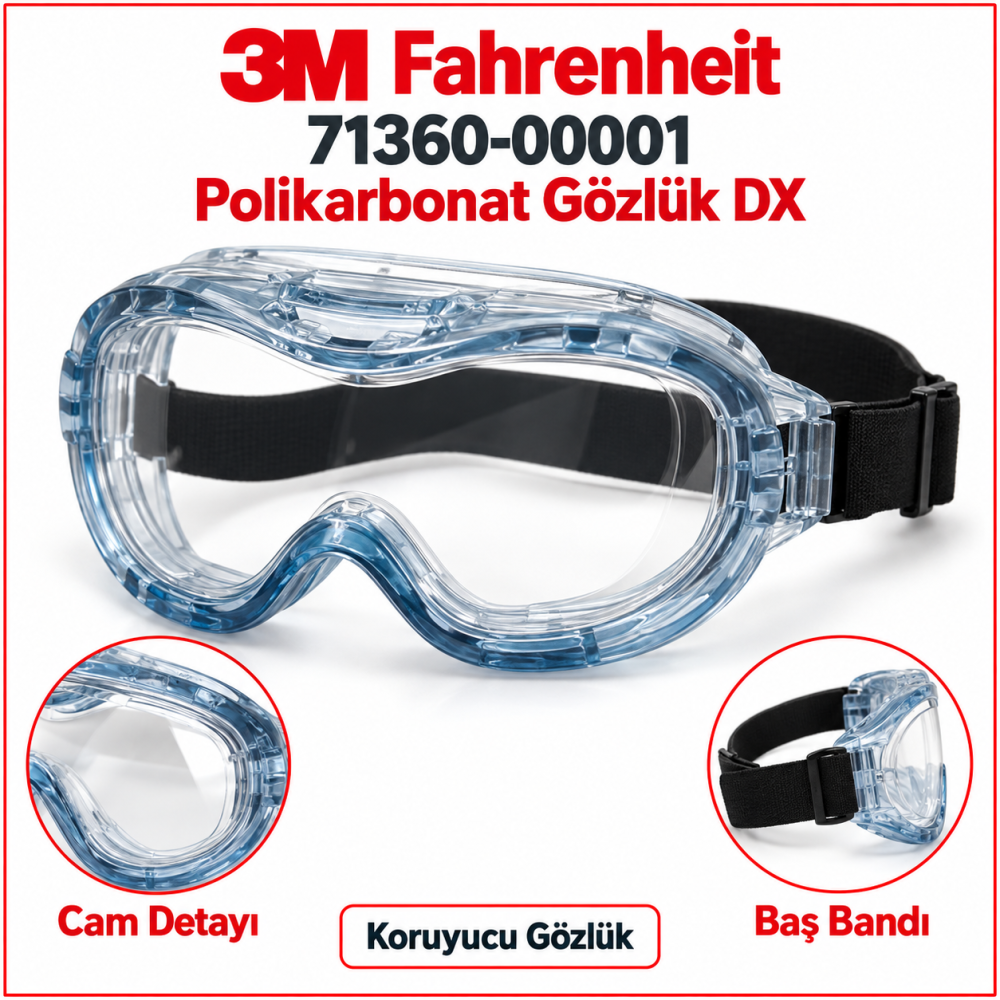 3M 71360-00001 Fahrenheit Polikarbonat Gözlük DX