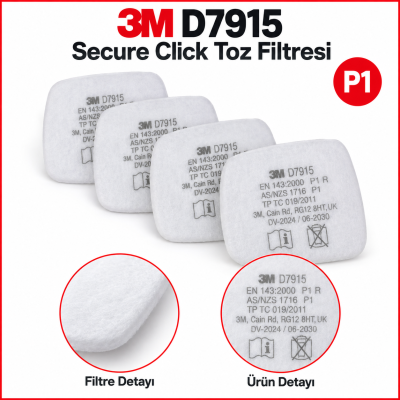 3M D7915 P1 Secure Click Toz Filtresi