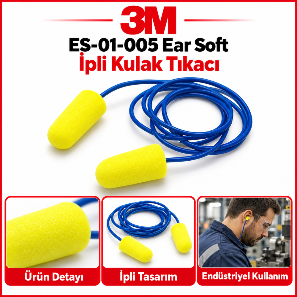 3M ES-01-005 Ear Soft İpli Kulak Tıkacı