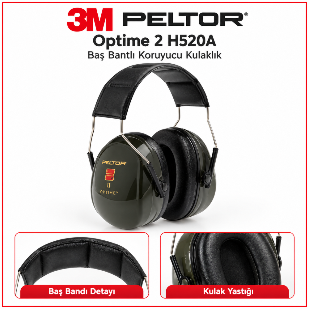 3M PELTOR Optime 2 H520A Baş Bantlı Kulaklık