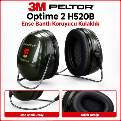 3M PELTOR Optime 2 H520B Ense Bantlı Kulaklık