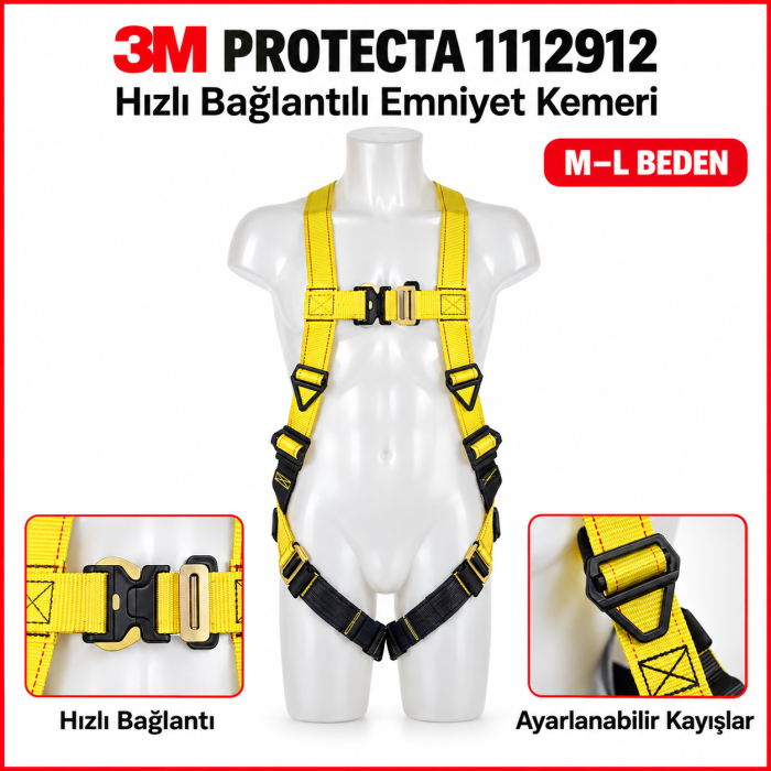3M Protecta 1112912 Hızlı Bağlantılı Emniyet Kemeri ML