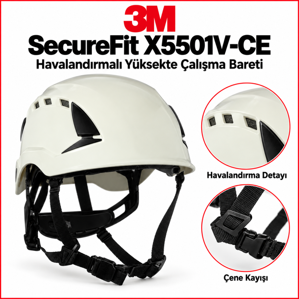 3M SecureFit X5501V-CE Havalandırmalı Yüksekte Çalışma Bareti
