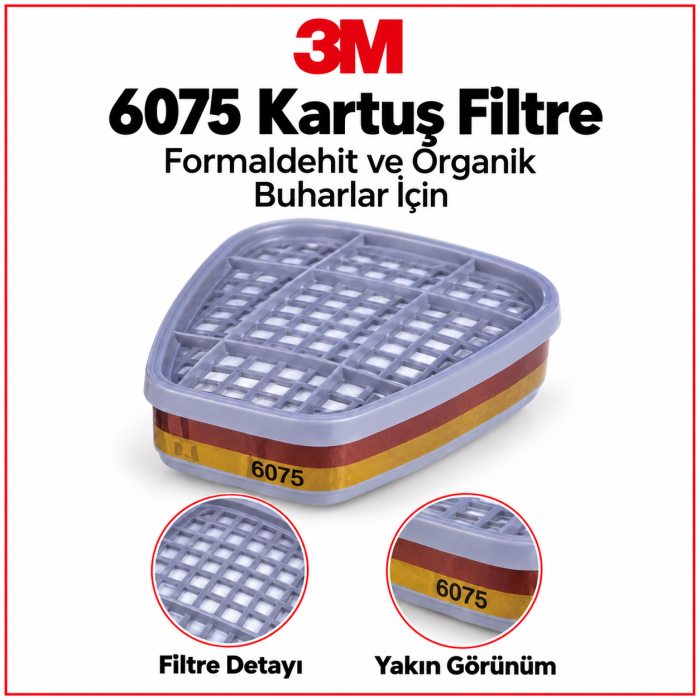 3M 6075 Formaldehit Ve Organik Buharlar İçin Kartuş Filtre