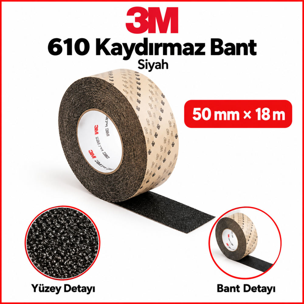 3M 610 Kaydırmaz Bant Siyah 50mmX18m