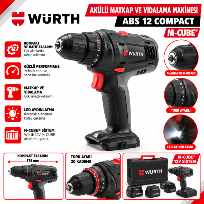 Würth  Akülü matkap ABS 18 POWER M-CUBE